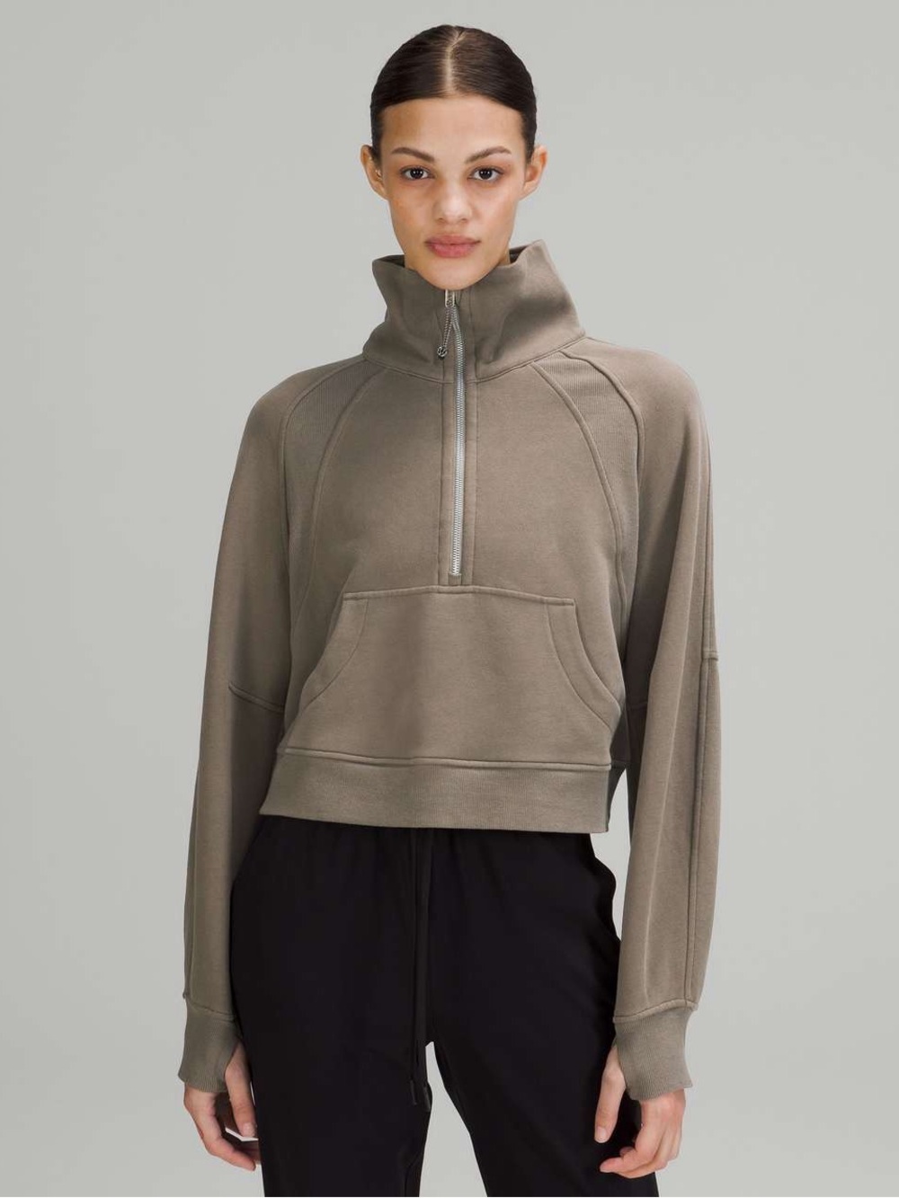 Lululemon scuba Cropped Funnel Neck Sweatshirt - Taupe Rover FLAWED